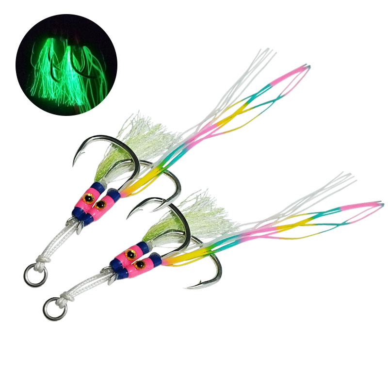 Fishing Hook Assortment - 2 paires/sac Hameçons de jig lumineux